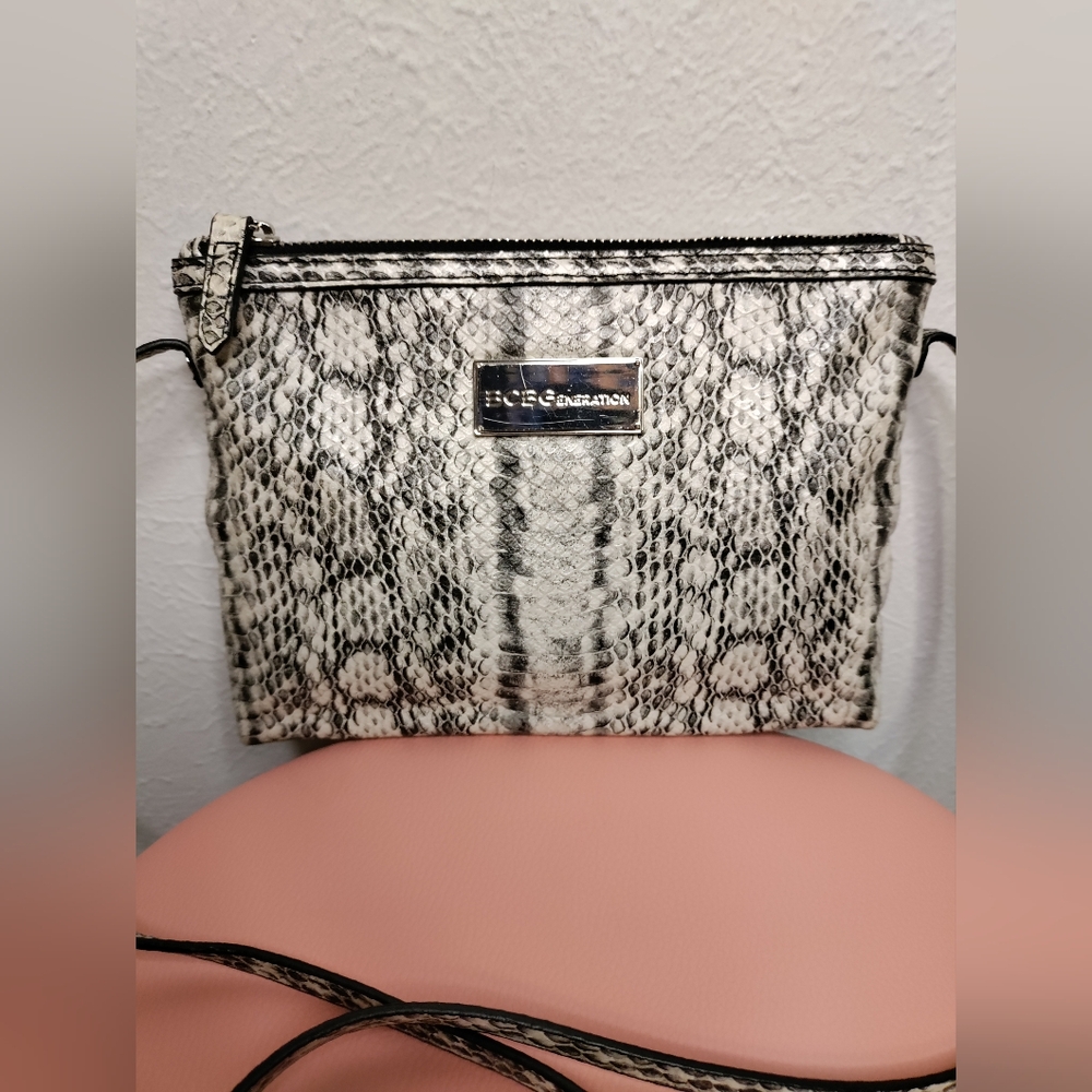 BCBGeneration Monochrome Snake Print Crossbody Bag